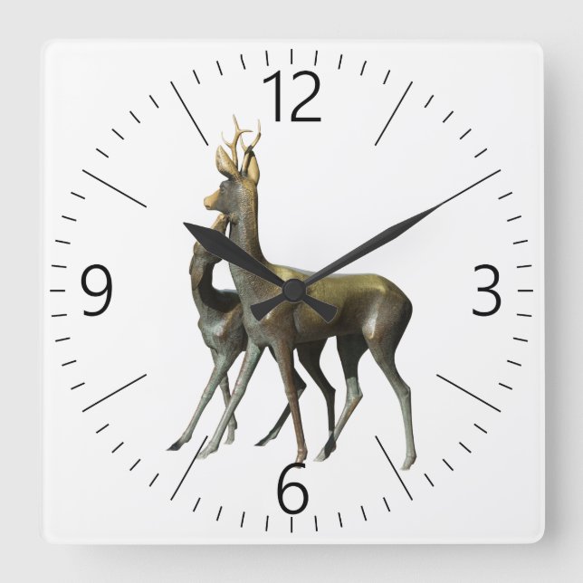 Deers in love square wall clock (Front)
