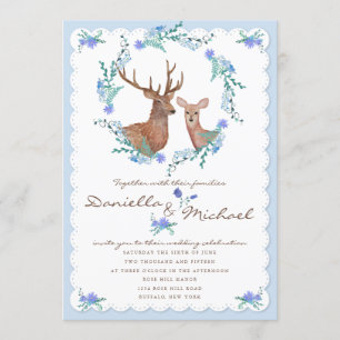 Deers in Love Woodland Winter Wedding Invitation