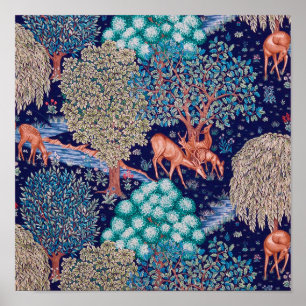 Deers in The Forest, William Morris Poster