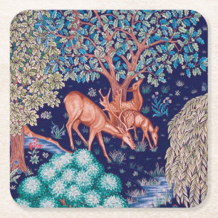 Deers in The Forest, William Morris Square Paper Coaster