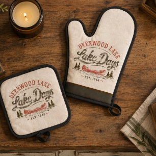 Deerwood 1946 Lake Life Canoe Oven Mitt & Pot Holder Set