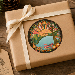 Deerwood Lake Floral Kayak Colourful Classic Round Sticker