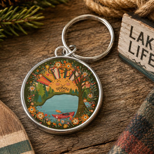 Deerwood Lake Floral Kayak Colourful Keychain