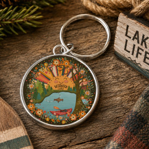 Deerwood Lake Floral Kayak Colourful Keychain