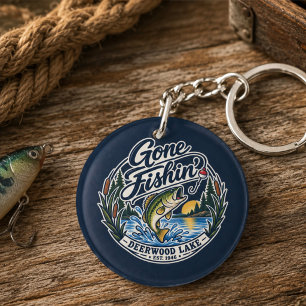 Deerwood Lake Gone Fishing Lake Life Keychain