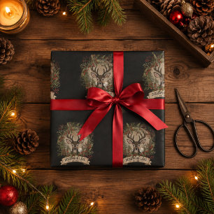 Deerwood Lake Rustic Woodland Christmas Deer Wrapping Paper