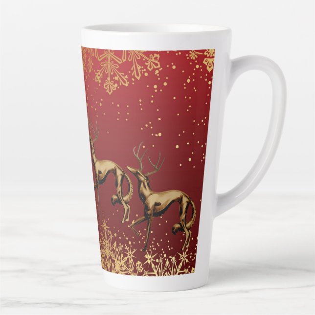 DeerZoi Burgandy . Gold Large Latte Mug (Right)
