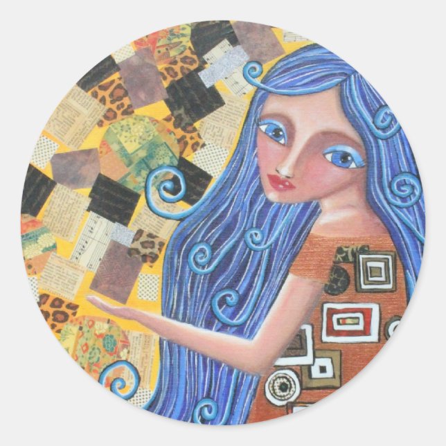 Déesse blueberry Blonde, Autocollant rond (Devant)