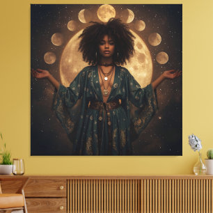 Déesse céleste Afro Art - toile étirée
