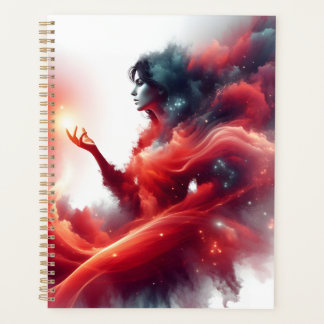 Déesse céleste cosmique Galaxie de nuage rouge abs