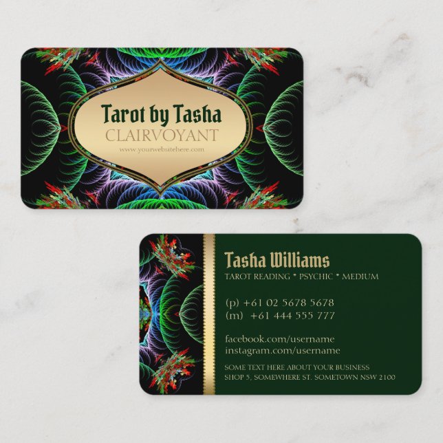 Déesse de l'énergie fractale Tarot Cartes de visit (Devant / Derrière)