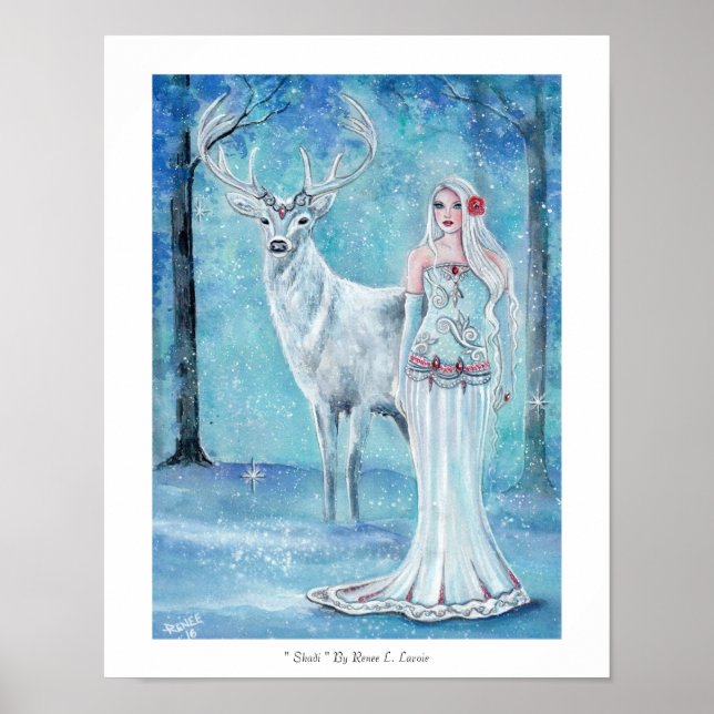 Déesse des Fêtes d'hiver avec affiche de cerfs de  (Devant)
