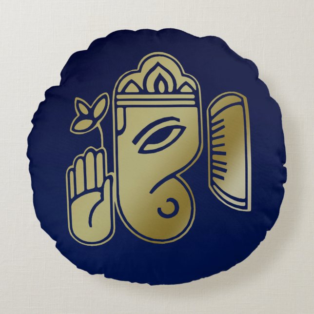 Déesse d'or Ganesha - Coussin rond (Devant)