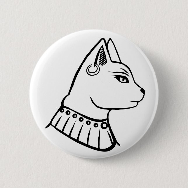 Déesse égyptienne - Bastet badge noir et blanc (Devant)