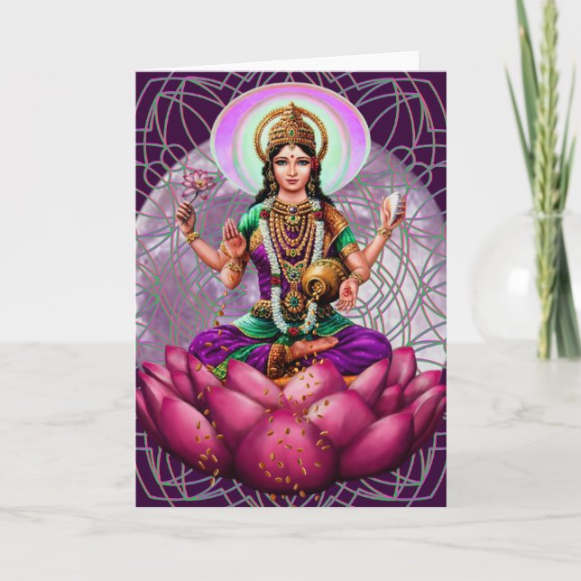Déesse Lakshmi - carte de voeux de fortune (Devant)