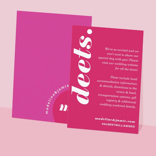 Deets Modern Minimal Bold Pink Magenta Fun Retro Enclosure Card (Creator Uploaded)