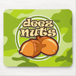 Deez Nuts; bright green camo, camouflage Mouse Pad