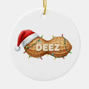 Deez Nuts,Funny Deez Nuts Christmas Peanut Ceramic Ornament