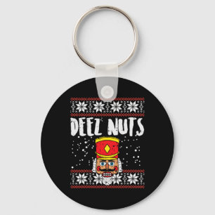 Deez Nuts Nutcracker Fun Ugly Christmas Meme Gift  Keychain