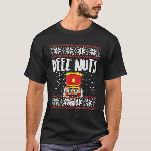 Deez Nuts Nutcracker Funny Ugly Christmas Sweater  (Front)