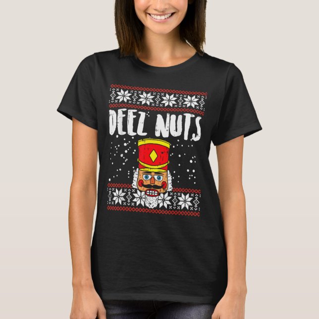 Deez Nuts Nutcracker Funny Ugly Christmas Sweater  (Front)