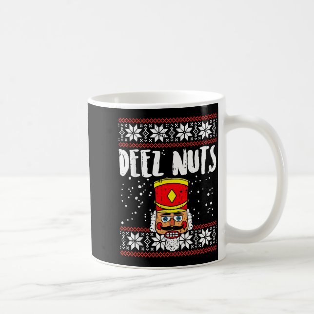 Deez Nuts Nutcracker Funny Ugly Christmas Sweater  Coffee Mug (Right)
