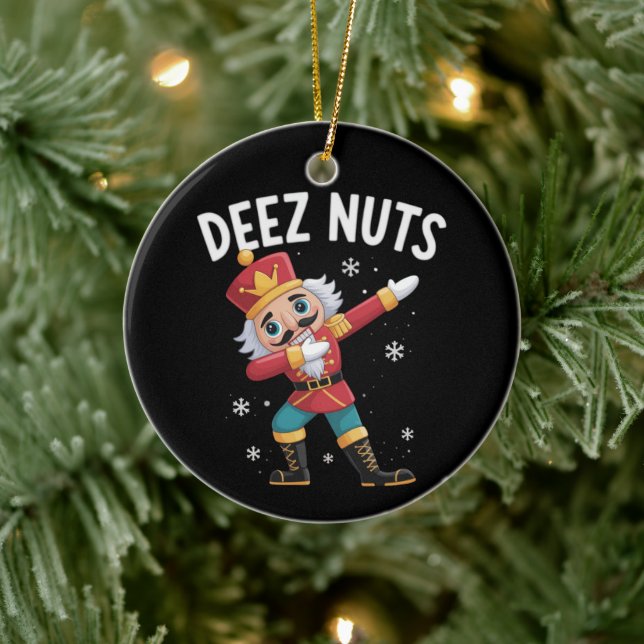 Deez Nuts Nutcracker Nut Funny Christmas  Ceramic Ornament (Tree)