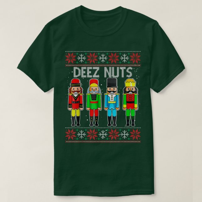 Deez Nuts Nutcracker Ugly Christmas Sweater Funny  (Design Front)
