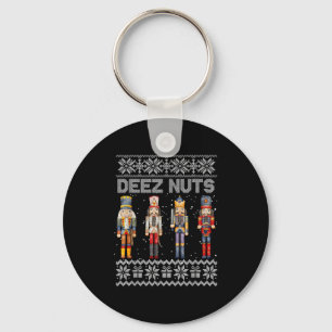 Deez Nuts Nutcracker Ugly Christmas Sweater Funny  Keychain
