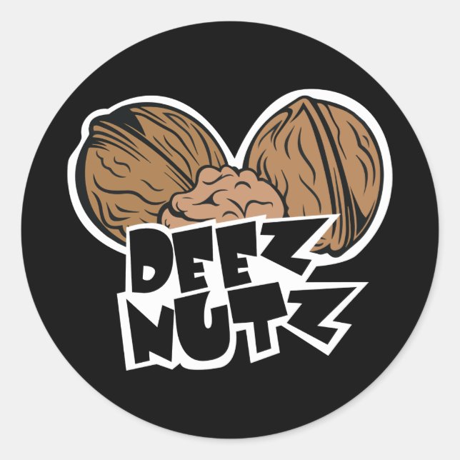 Deez Nutz Funny Illustration Classic Round Sticker (Front)