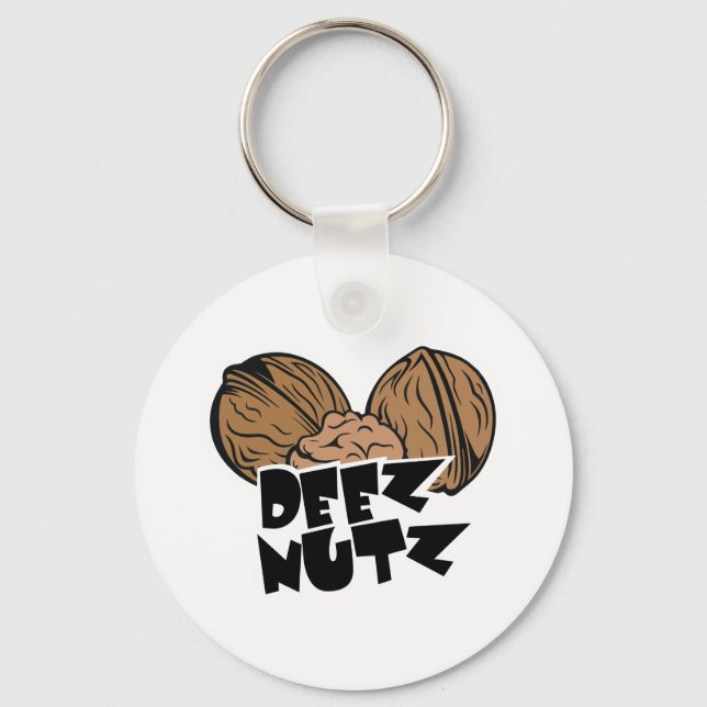 Deez Nutz Funny Illustration Keychain (Front)