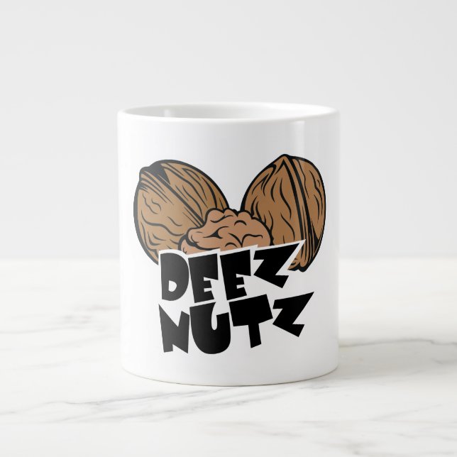 Deez Nutz Funny Illustration Large Coffee Mug (Front)