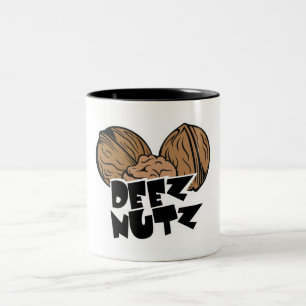Deez Nutz Funny Illustration Two-Tone Coffee Mug