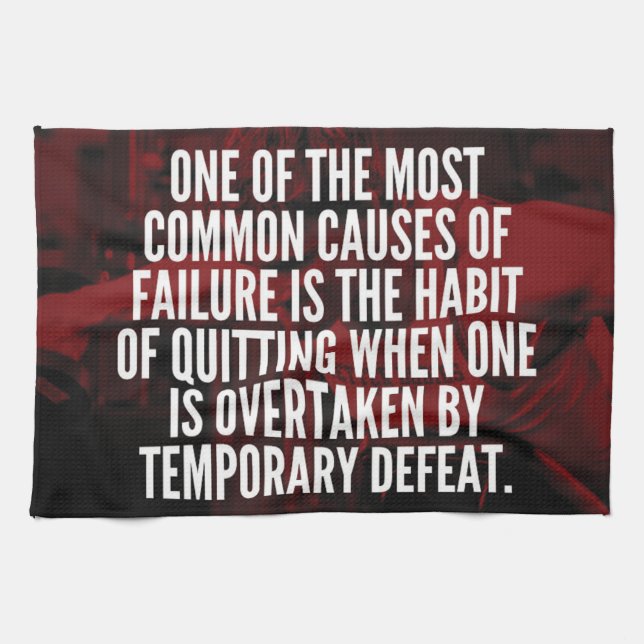 Defeat Is Temporary - Workout Motivational Kitchen Towel (Horizontal)
