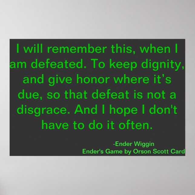 Defeat Motivational Quote Orson Scott Card Poster (Front)