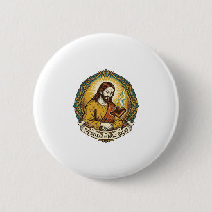Defeated Jesus Smoking Burnt Toast Breakfast Kitch 2 Inch Round Button