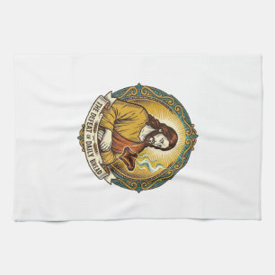 Defeated Jesus Smoking Burnt Toast Breakfast Kitch Kitchen Towel
