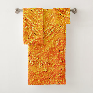 Defective wall with yellow and orange texture bath towel set