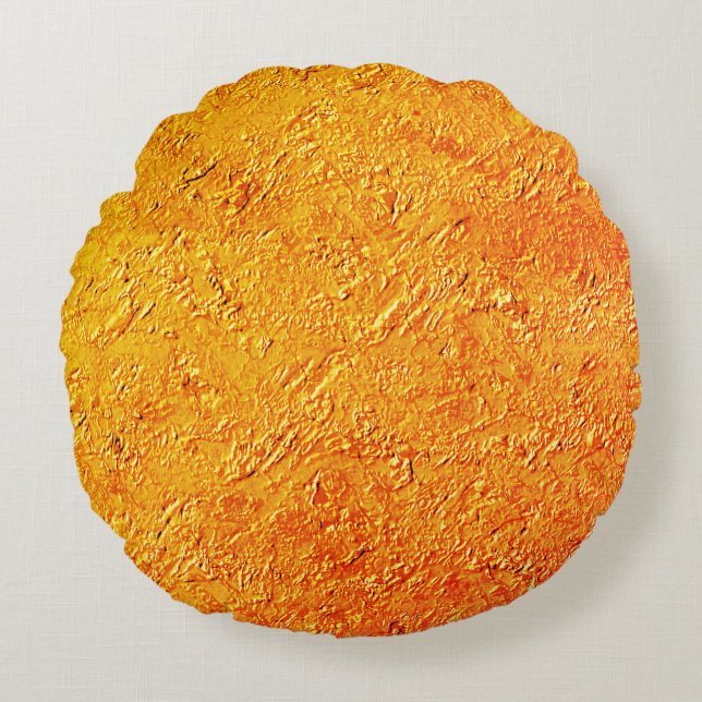 Defective wall with yellow and orange texture round pillow (Front)