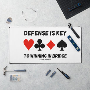 Defence Is Key To Winning In Bridge Card Suits Desk Mat