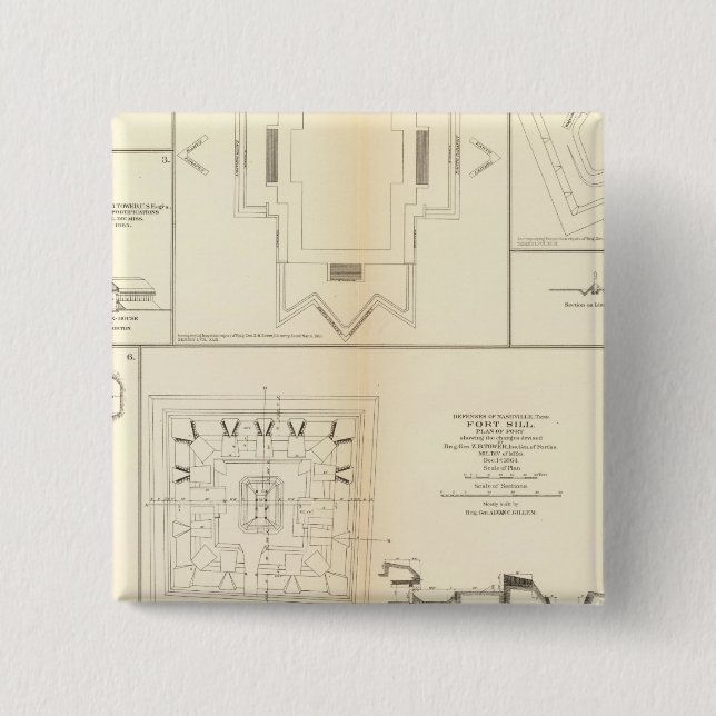 Defences Chattanooga, Nashville 2 Inch Square Button (Front)