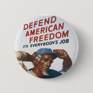 Defend American Freedom Vintage War Poster 2 Inch Round Button