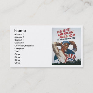 Defend American Freedom Vintage War Poster Business Card