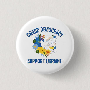 Defend Democracy Support Ukraine American 1 Inch Round Button