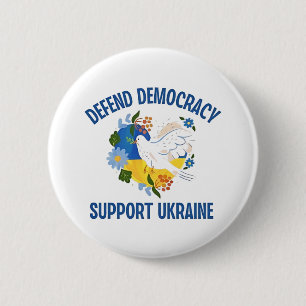 Defend Democracy Support Ukraine American 2 Inch Round Button