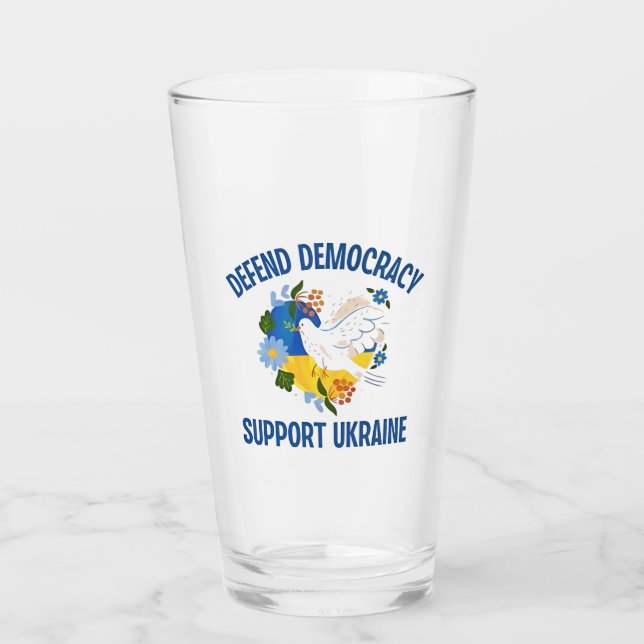 Defend Democracy Support Ukraine American Glass (Front)