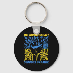Defend Democracy Support Ukraine Peace Stand With Keychain