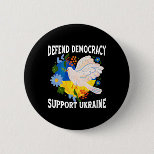 Defend Democracy Support Ukraine Stand With Zelens 2 Inch Round Button