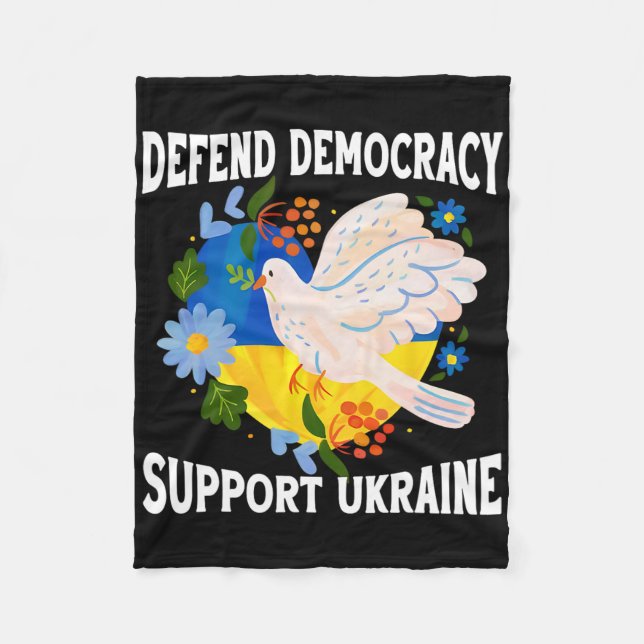Defend Democracy Support Ukraine Stand With Zelens Fleece Blanket (Front)