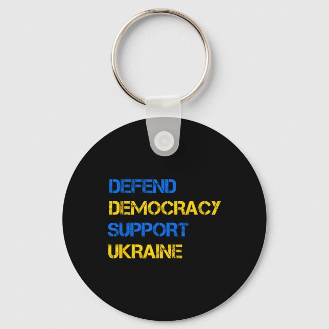 Defend Democracy Support Ukraine Stand With Zelens Keychain (Front)